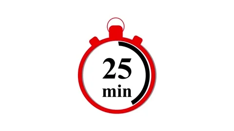 25 minute stopwatch timer animation, countdown clock for productivity and t.. 스톡 동영상 332965267