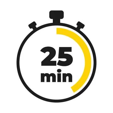 25 minute time clock countdown number icon design Stock Illustration