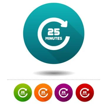 25 Minutes rotation icon. Timer symbol sign. Web Button. Stock Illustration