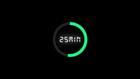 25 minutes timer clock icon 4k animation on black background Stock Footage 308016931