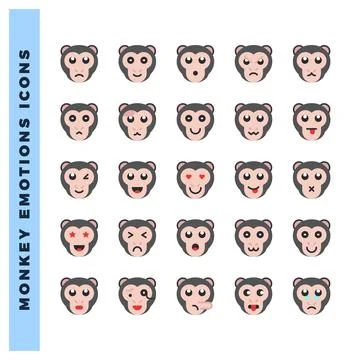 25 Monkey Emoticon Flat icon pack. vector illustration. Illustrazione stock