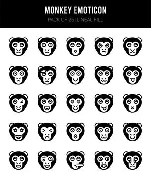 25 Monkey Emoticon Lineal Fill icons Pack vector illustration. Stock Illustration