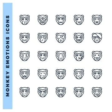 25 Monkey Emoticon Lineal icon pack. vector illustration. 스톡 일러스트