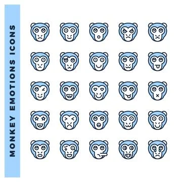 25 Monkey Emoticon Two Color icon pack. vector illustration. Stock Illustration