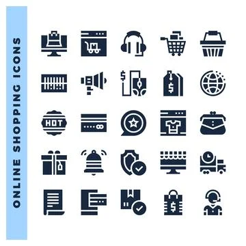 25 Online Learning Glyph icon pack. vector illustration. Illustrazione stock