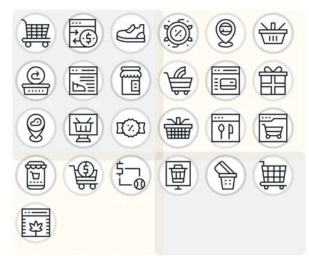 25 Online Store Pixel Optimized Vector Icons in Retina Ready Regular Line A.. Stock Illustration