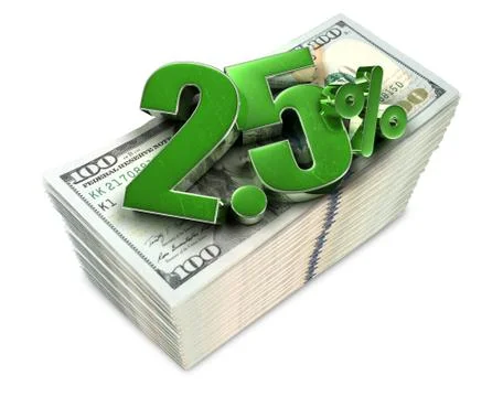 2.5 Percent 3d rendering on white background.(with Clipping Path). Stock Illustration