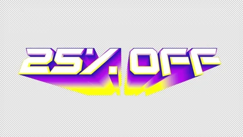 25 Percent OFF 3D Text Animation Transparent Alpha Stock Footage 272842638