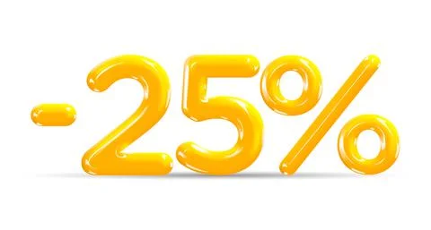 25 percent Off. Discount creative composition of golden or yellow balloons. Stock Illustration