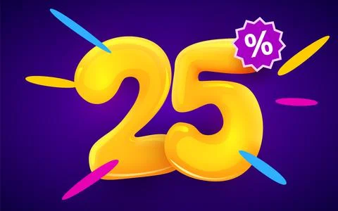 25 percent Off. Discount creative composition. 3d sale symbol with decorative Stock Illustration