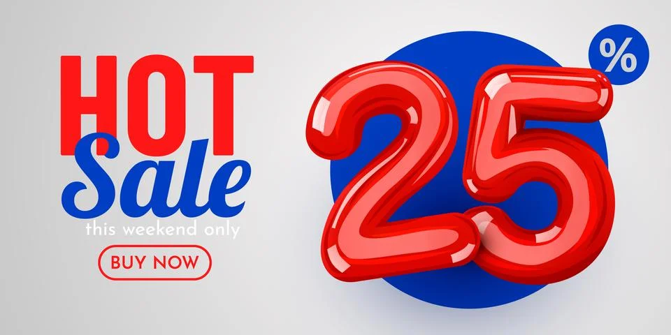 25 percent Off. Discount creative composition. Mega Sale. Stock Illustration
