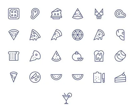 25 Pixel Aligned Regular Line Vector Icons designed for Slice Interface Illustrazione stock