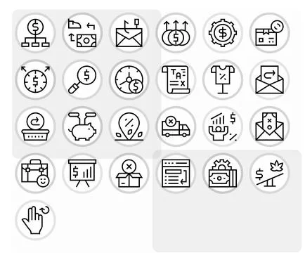 25 Pixel Aligned Regular Line Vector Icons from Return Collection Stock Illustration