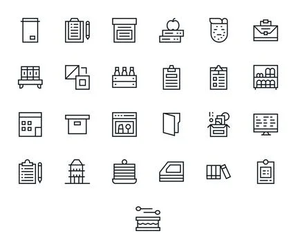 25 Pixel Aligned Regular Line Vector Icons designed for Organize Interface Stock Illustration