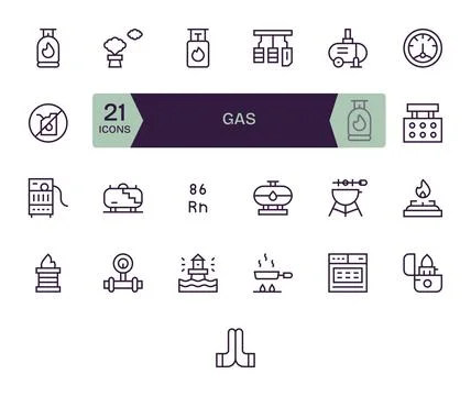 25 Pixel Aligned Retina Ready Vector Icons for Gas in elegant Regular Line .. Illustrazione stock