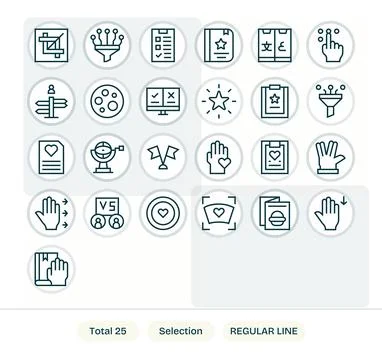 25 Pixel Aligned Vector Icons themed around Selection in 256x256 Regular Li.. Illustrazione stock
