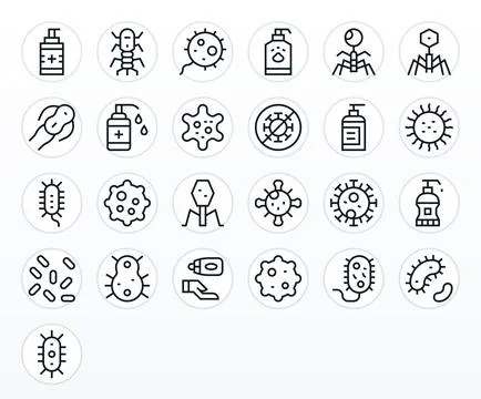 25 Pixel Optimized Regular Line Vector Icons from Germ Collection Illustrazione stock