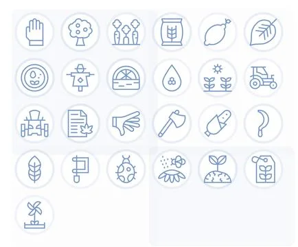 25 Pixel Optimized Regular Line Vector Icons from Farming Collection Stock Illustration