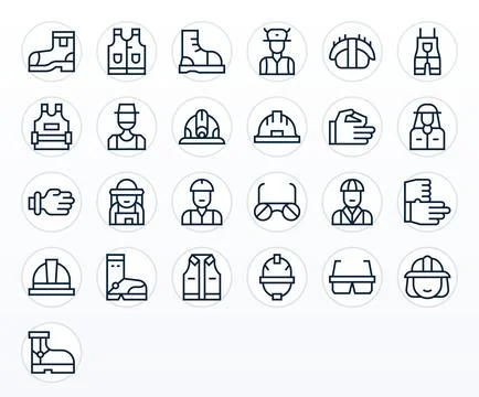 25 Pixel Optimized Regular Line Vector Icons designed for Labor Interface Stock Illustration