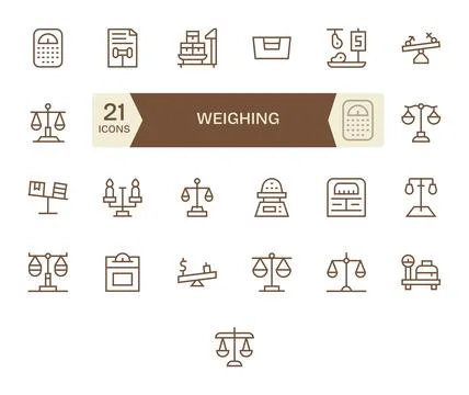 25 Pixel Optimized Regular Line Vector Icons designed for Weighing Interface Illustration