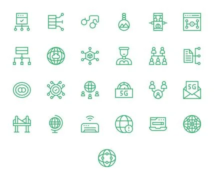 25 PIXEL Perfect Regular Line Vector Icons from Connection Collection Stock Illustration