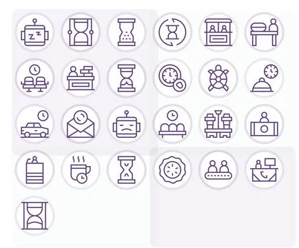 25 PIXEL Perfect Regular Line Vector Icons from Waiting Collection Stock Illustration