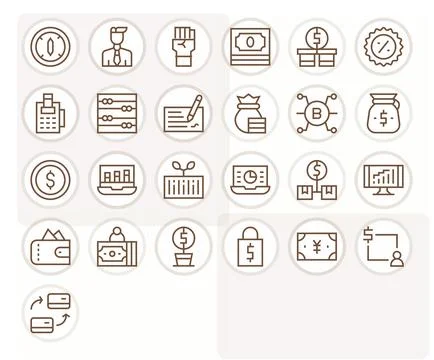 25 PIXEL Perfect Regular Line Vector Icons from Finance Collection Stock Illustration