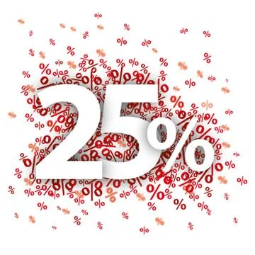 25 Red Percents Stock Illustration