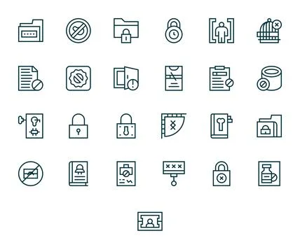 25 Regular Line Display Perfect Vector Icons tailored for Restricted Access.. Stock Illustration