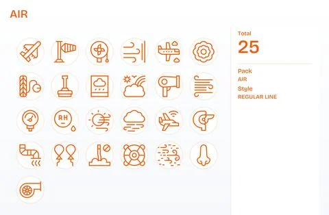 25 Regular Line Display Perfect Vector Icons crafted for Air 64x64 applicatio Stock Illustration