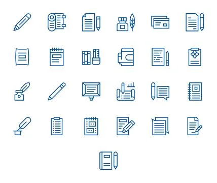 25 Regular Line Editable Designs for Notepad Retina Ready Vector Icons Illustrazione stock
