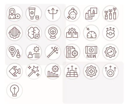 25 Regular Line Editable Designs for Enhancement 128x128 Vector Icons Stock Illustration