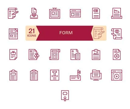 25 Regular Line Editable High Resolution Vector Icons from Form Suite Stock Illustration