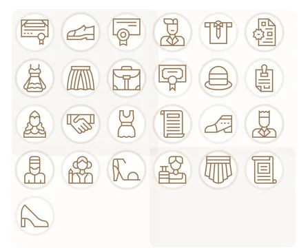 25 Regular Line Editable Vector Icons tailored for Formal 64x64 interface Stock Illustration