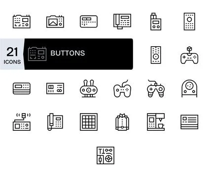 25 Regular Line Editable Vector Icons tailored for Buttons 64x64 interface Stock Illustration