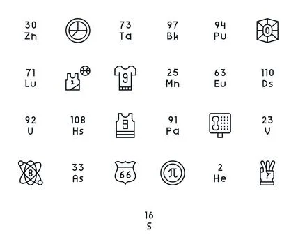 25 Regular Line Editable Vectors for Number Theme Stock Illustration