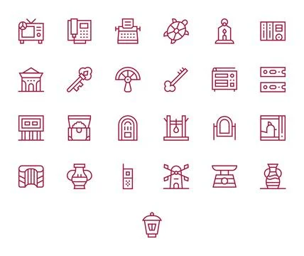 25 Regular Line Grid Fitted Vector Icons crafted for Old High Resolution ap.. Stock Illustration