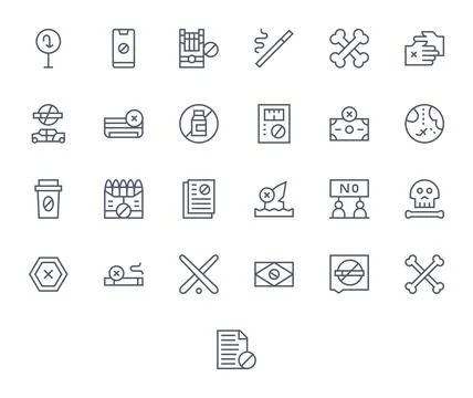 25 Regular Line Grid Fitted Vector Icons tailored for Forbidden Retina Read.. Stock Illustration