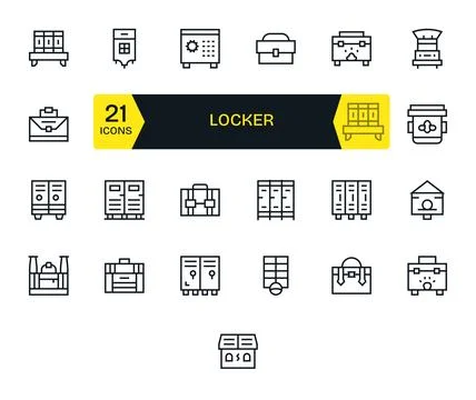 25 Regular Line Grid Fitted Designs for Locker Retina Ready Vector Icons Stock Illustration