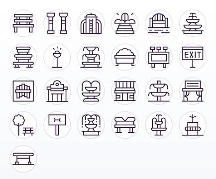 25 Regular Line Pixel Aligned Vector Icons crafted for Public Space High Re.. Illustrazione stock