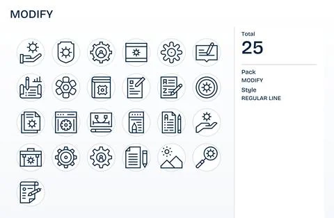 25 Regular Line Pixel Aligned Vectors for Modify Theme Stock Illustration