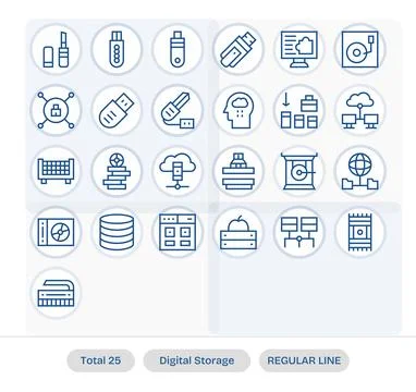 25 Regular Line Pixel Aligned Designs for Digital Storage High Resolution V.. Stock Illustration