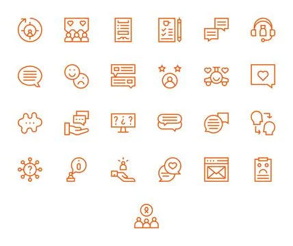 25 Regular Line Pixel Optimized High Resolution Vector Icons from Feedback .. Illustrazione stock