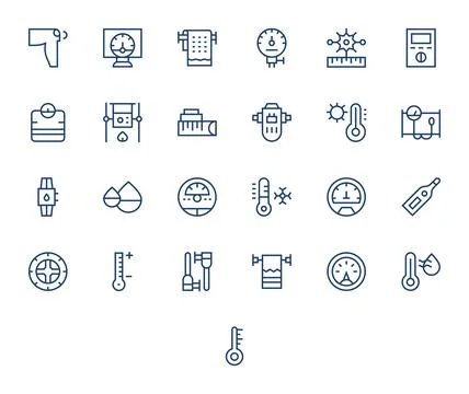 25 Regular Line Pixel Optimized Vector Icons tailored for Gauge 64x64 interfa Stockillustratie