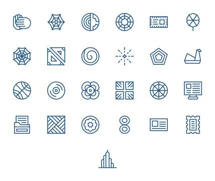 25 Regular Line Pixel Optimized Designs for Lines 64x64 Vector Icons Stock Illustration