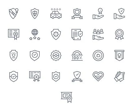 25 Regular Line Pixel Optimized Vector Icons tailored for Trust Retina Read.. Stockillustratie