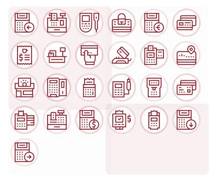25 Regular Line PIXEL Perfect Vectors for Pos Theme Stock Illustration