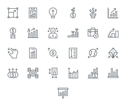 25 Regular Line PIXEL Perfect High Resolution Vector Icons from Increase Suit Stock Illustration