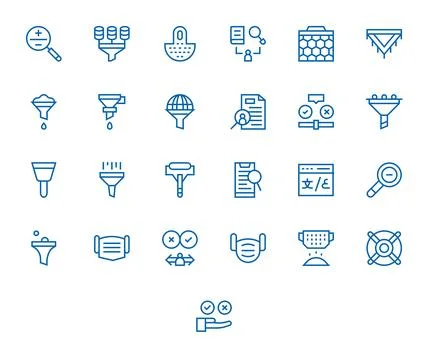 25 Regular Line PIXEL Perfect 128x128 Vector Icons from Filtering Suite 스톡 일러스트