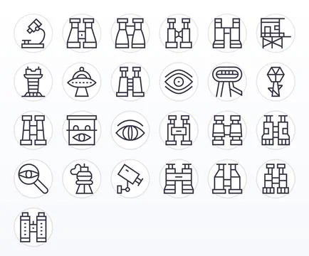 25 Regular Line PIXEL Perfect 256x256 Vector Icons from Observation Suite Illustrazione stock